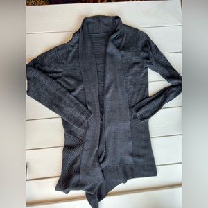 Charcoal Gray Long Open Sweater Wrap Size Small